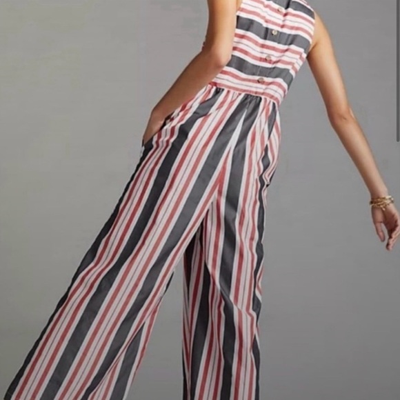 Maeve Pants - Only worn once! ANTHROPOLOGIE Maeve Striped Wide Leg Jumpsuit